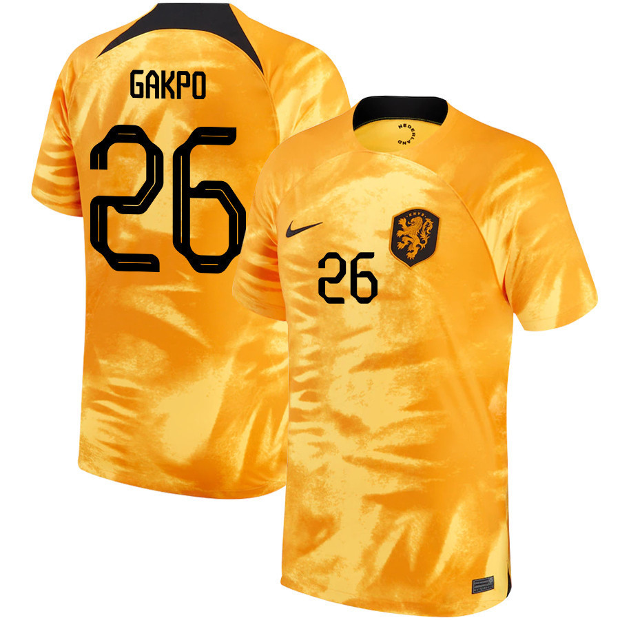 Cody Gakpo 26 Netherlands National Team 2022-23 Qatar World Cup Home Soccer Jersey –