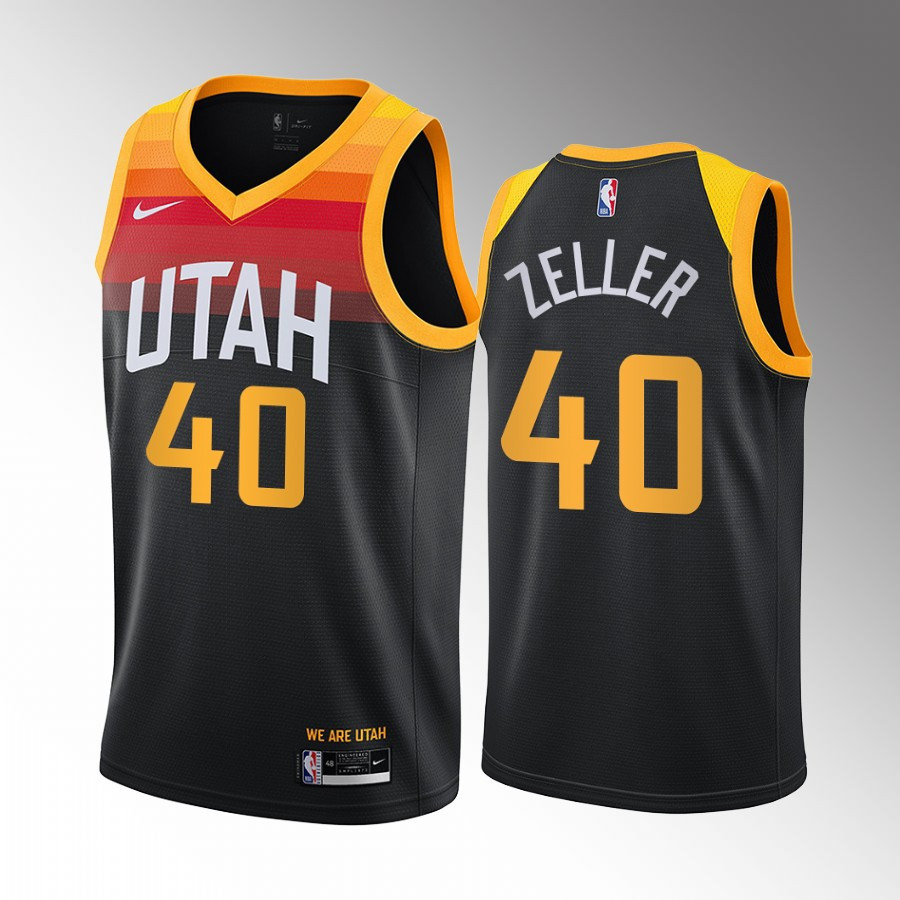 Cody Zeller 40 Utah Jazz Black Stitched Jersey 2022-23 City Edition Swingman