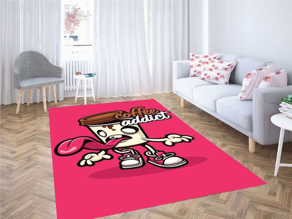 Coffe Cartoon Wallpaper Living Room Modern Carpet Rectangle Rug