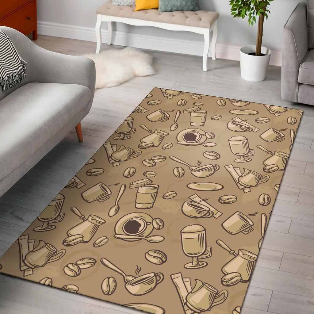 Coffee Pattern Print Area Limited Edition Rectangle Rug