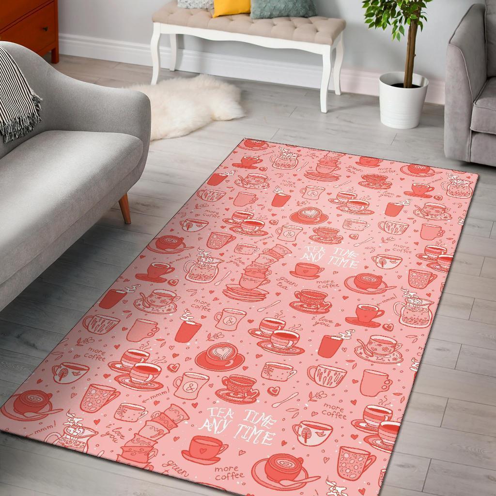 Coffee Pink Pattern Print Area Limited Edition Rectangle Rug