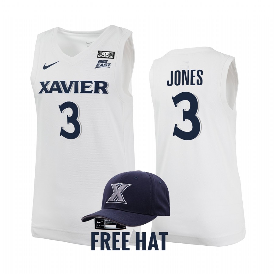 Colby Jones Xavier Musketeers White Jersey 2021-22 College Free Hat