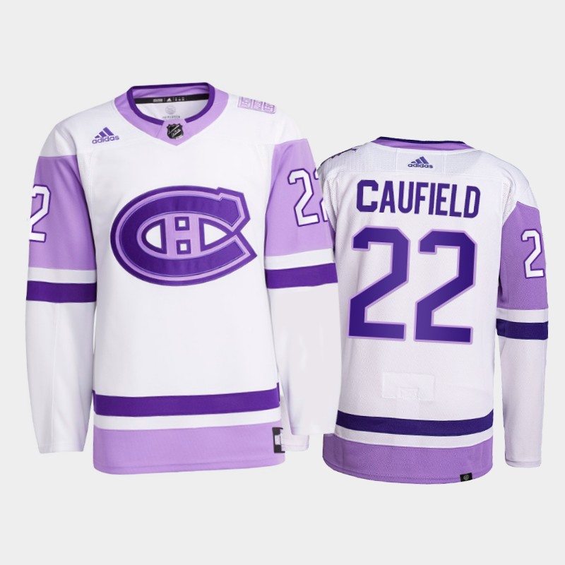 Cole Caufield #22 Montreal Canadiens 2021 FightsCancer White Primegreen Jersey