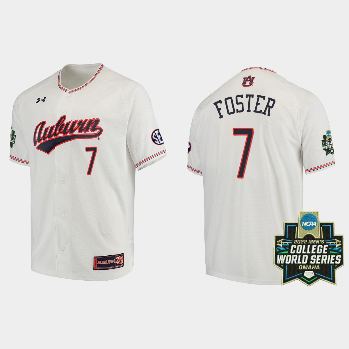 Cole Foster Auburn Tigers 2022 World Series Jersey - White