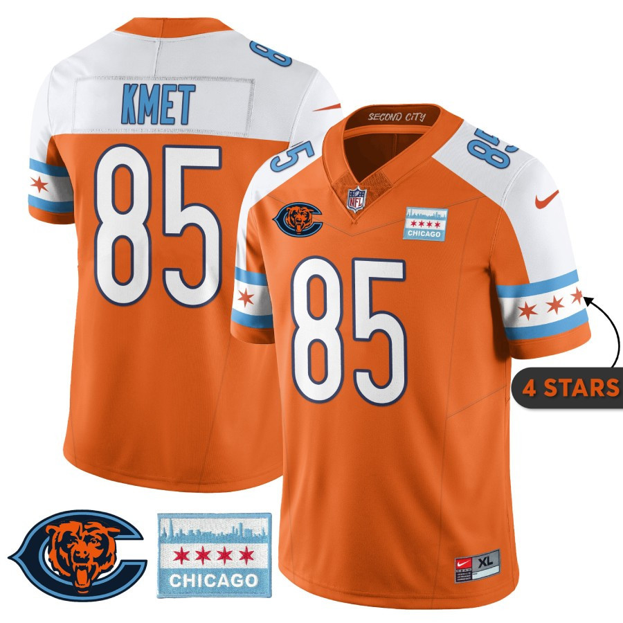 Cole Kmet Men's Chicago Bears City Edition Orange Alternate Jersey - All Stitched 