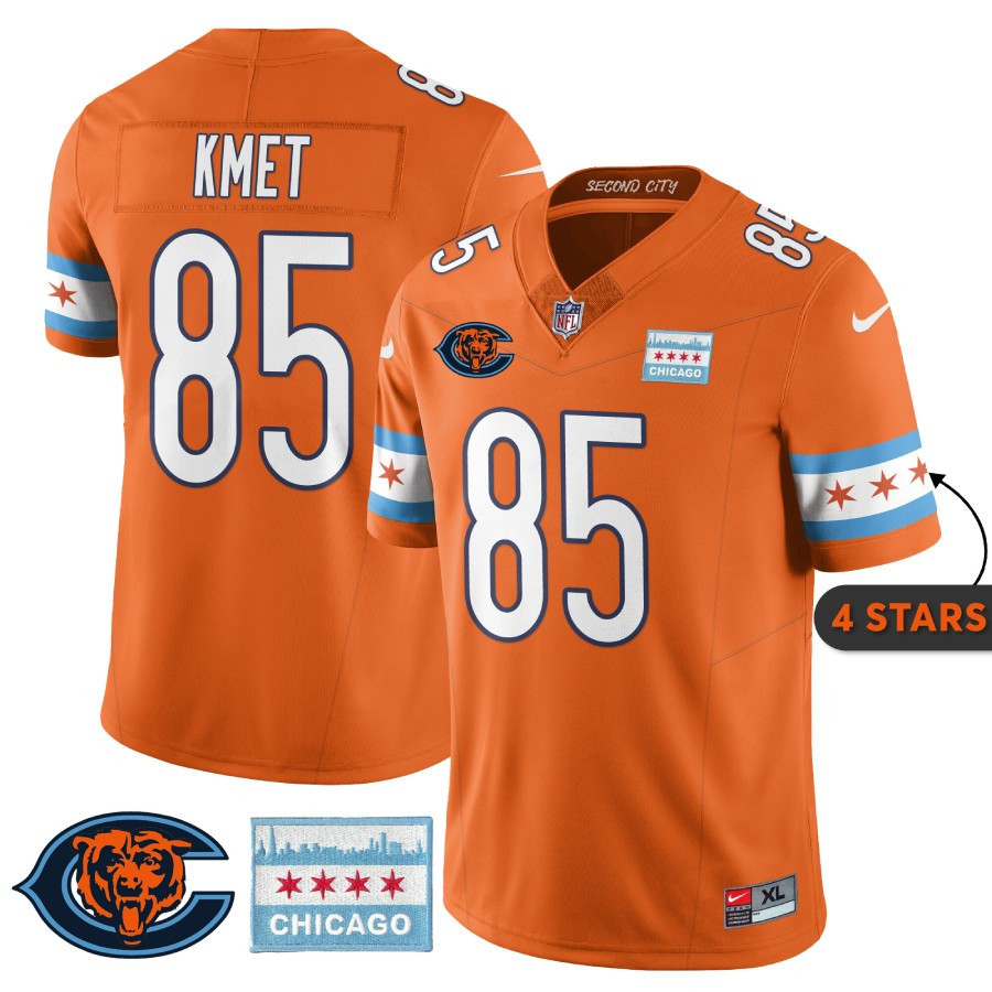 Cole Kmet Men's Chicago Bears City Edition Orange Jersey - All Stitched 