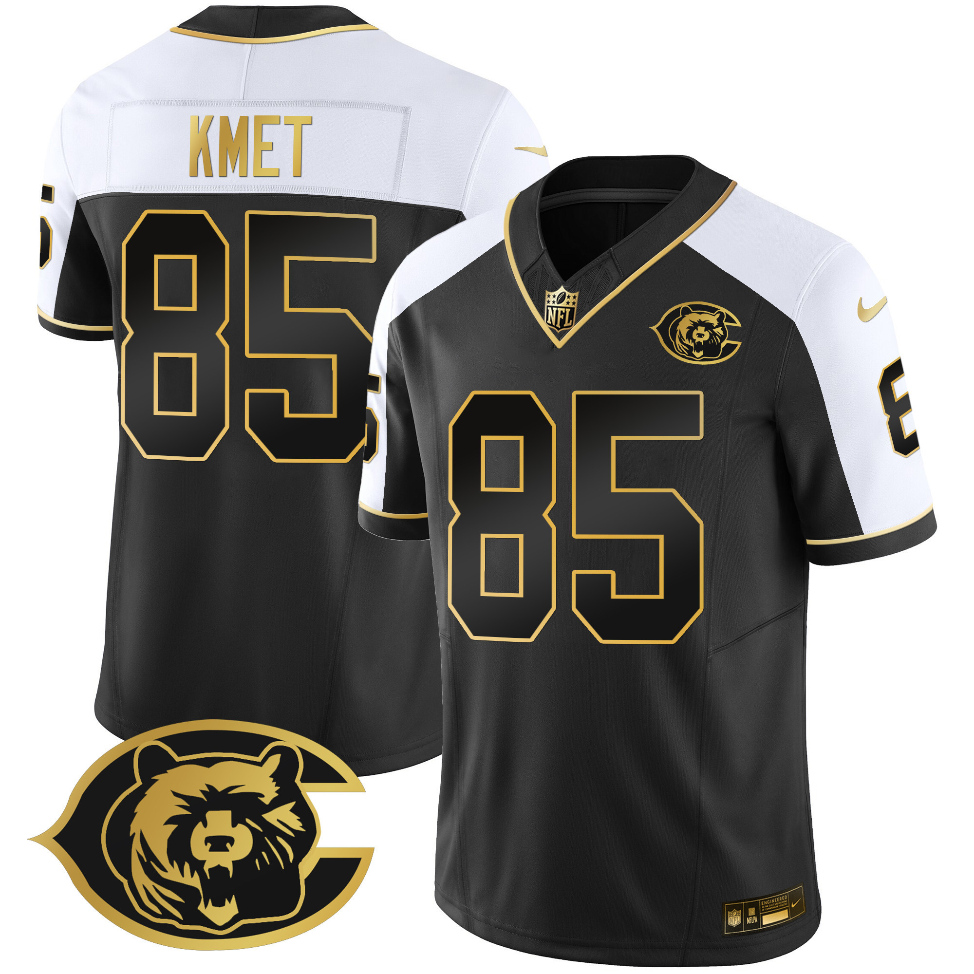 Cole Kmet Men's Chicago Bears Throwback Gold Vapor Alternate Jersey - All Stitched 
