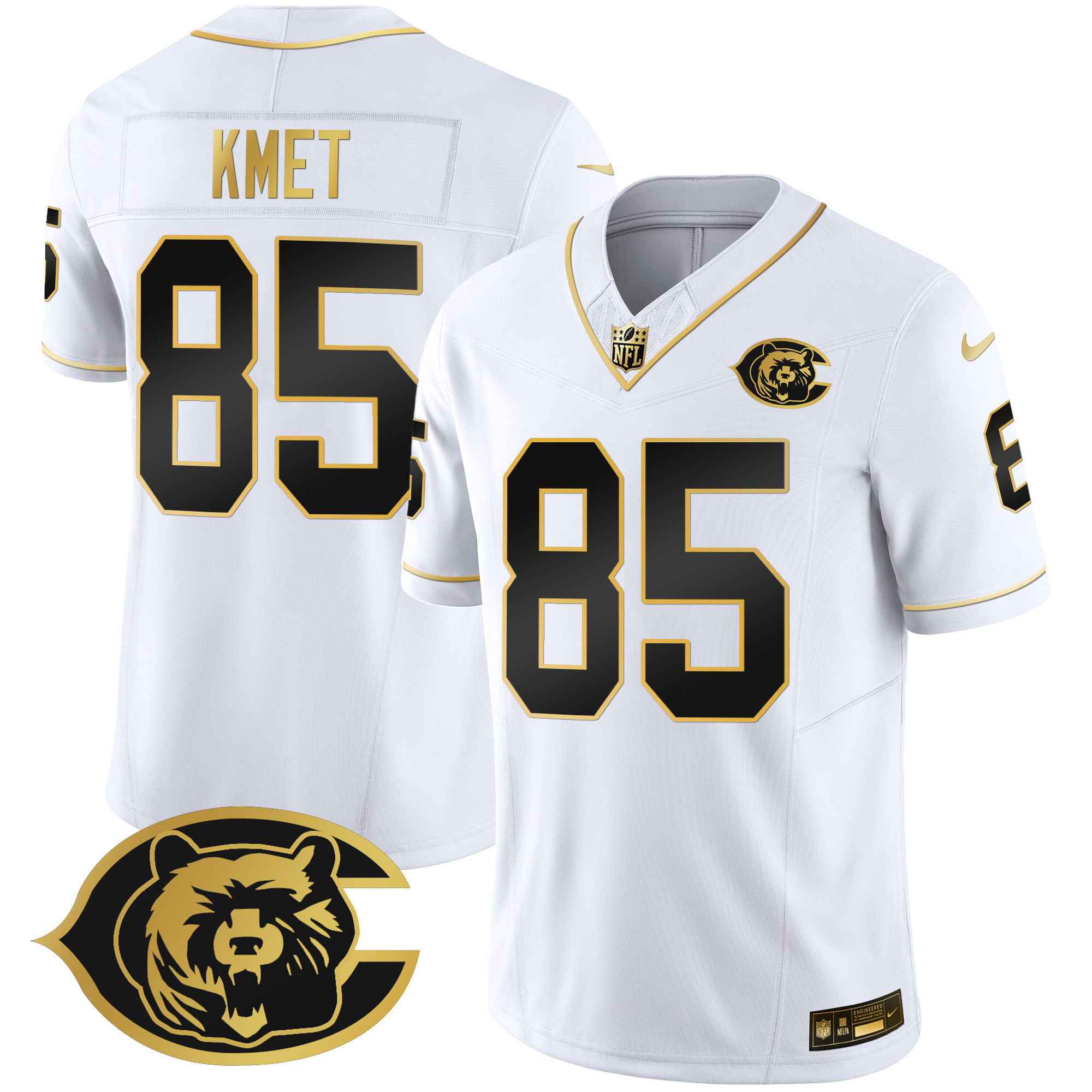 Cole Kmet Men's Chicago Bears Throwback Gold Vapor White Gold Jersey - All Stitched 