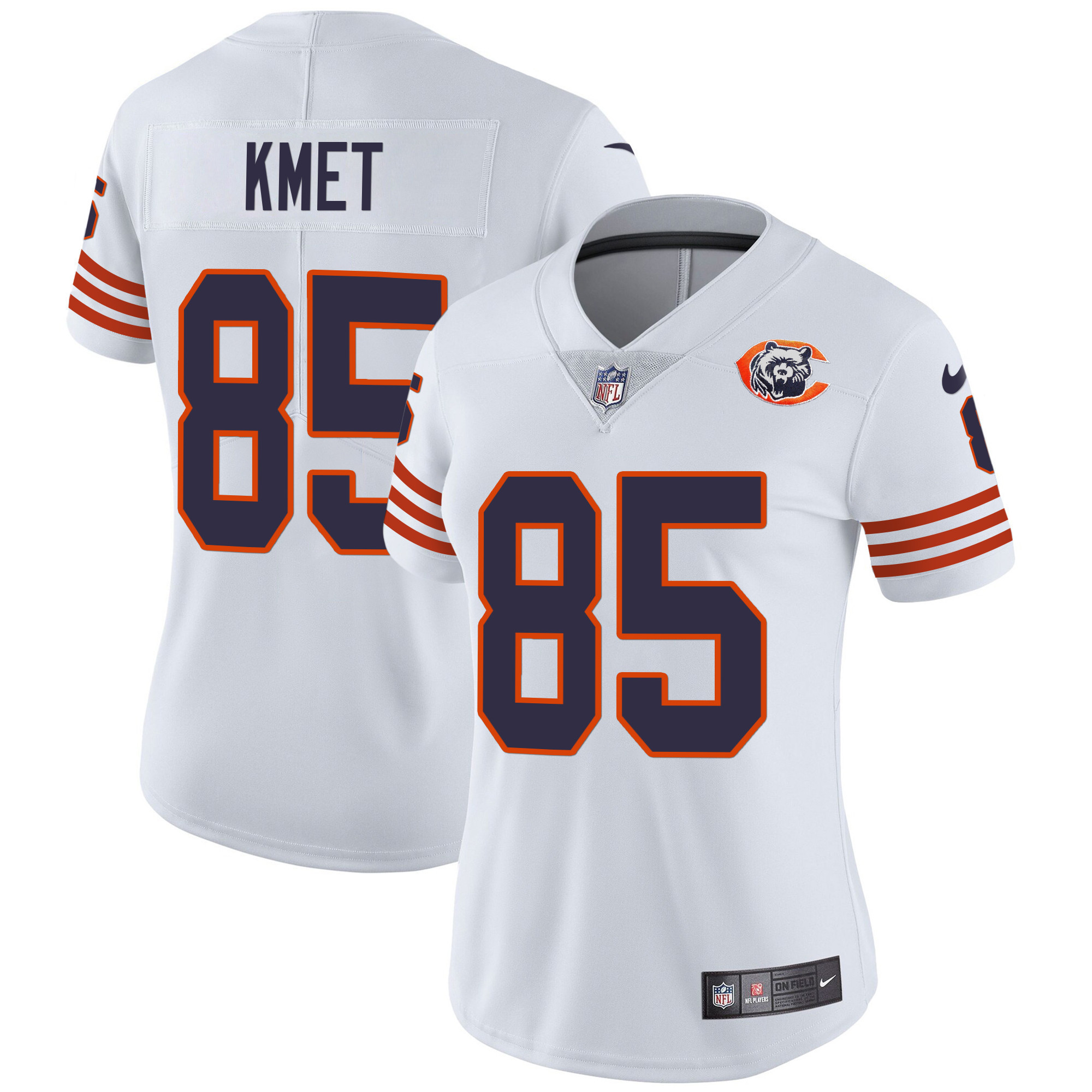 Cole Kmet Women's Chicago Bears Throwback Vapor White Jersey - All Stitched 