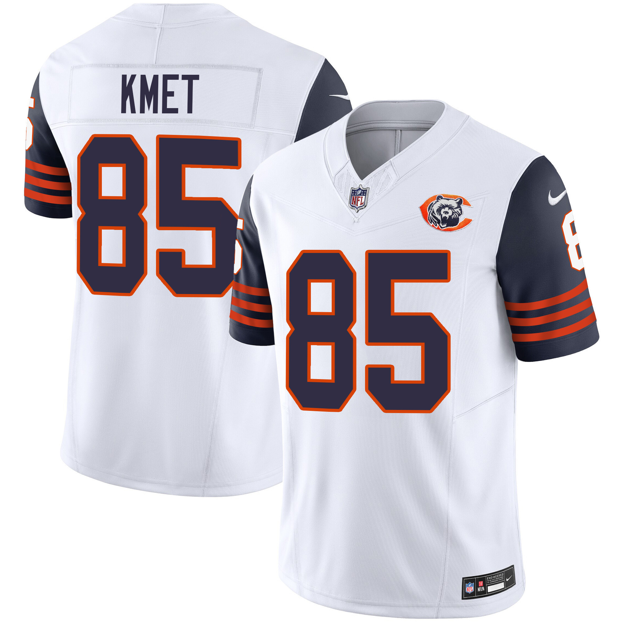 Cole Kmet Youth's Chicago Bears Throwback Vapor Navy Sleeves Jersey - All Stitched 