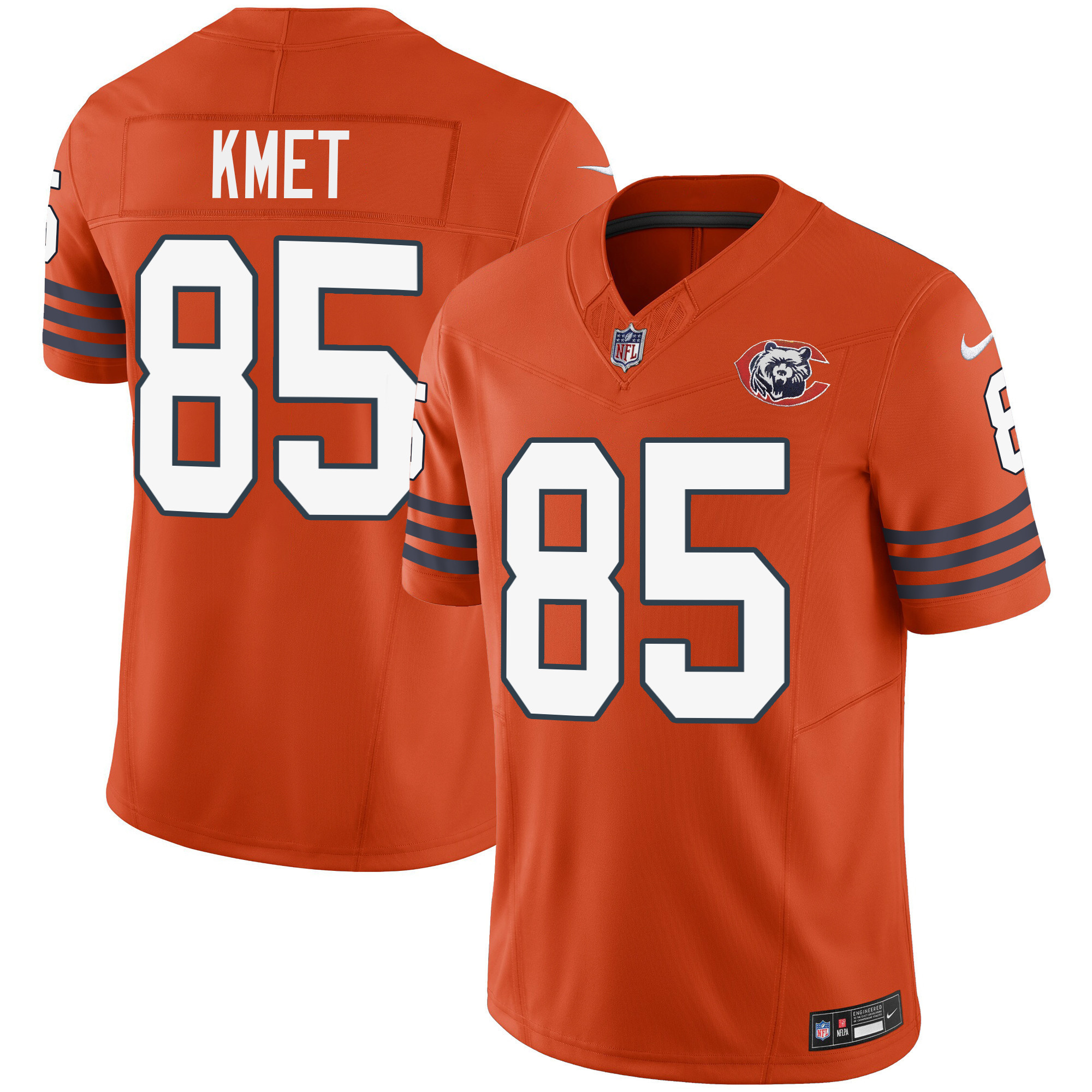 Cole Kmet Youth's Chicago Bears Throwback Vapor Orange Jersey - All Stitched 