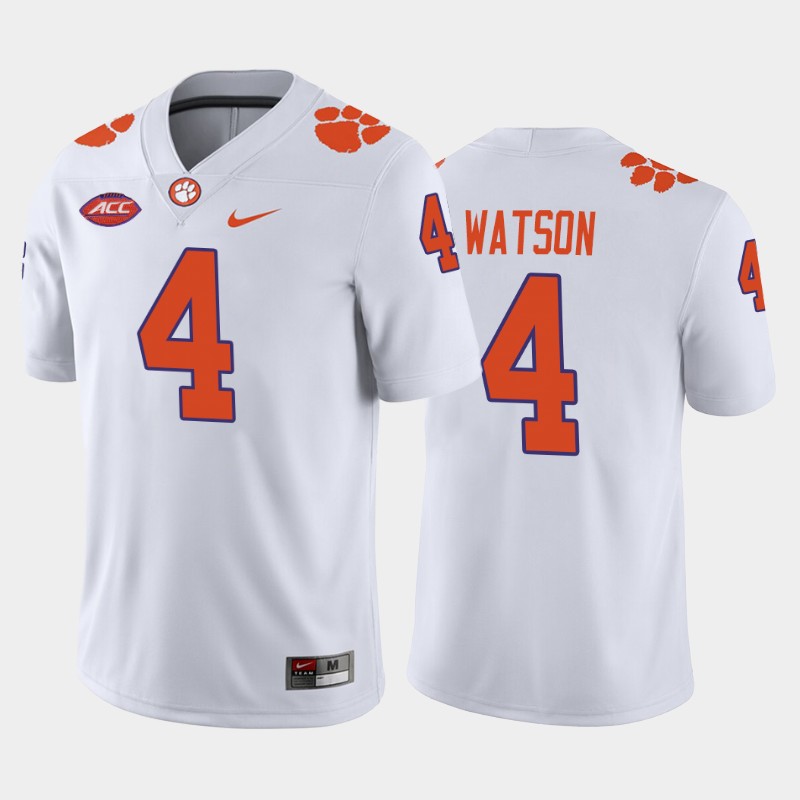 College Clemson Tigers Deshaun Watson White Away History Player Jersey