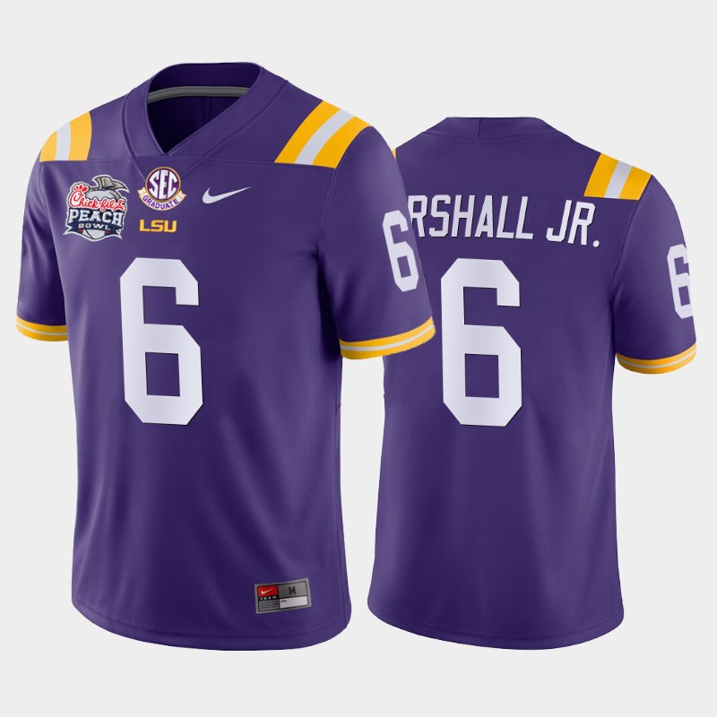 College LSU Tigers Terrace Marshall Jr. Purple 2019-20 Away Peach Bowl Champions Jersey