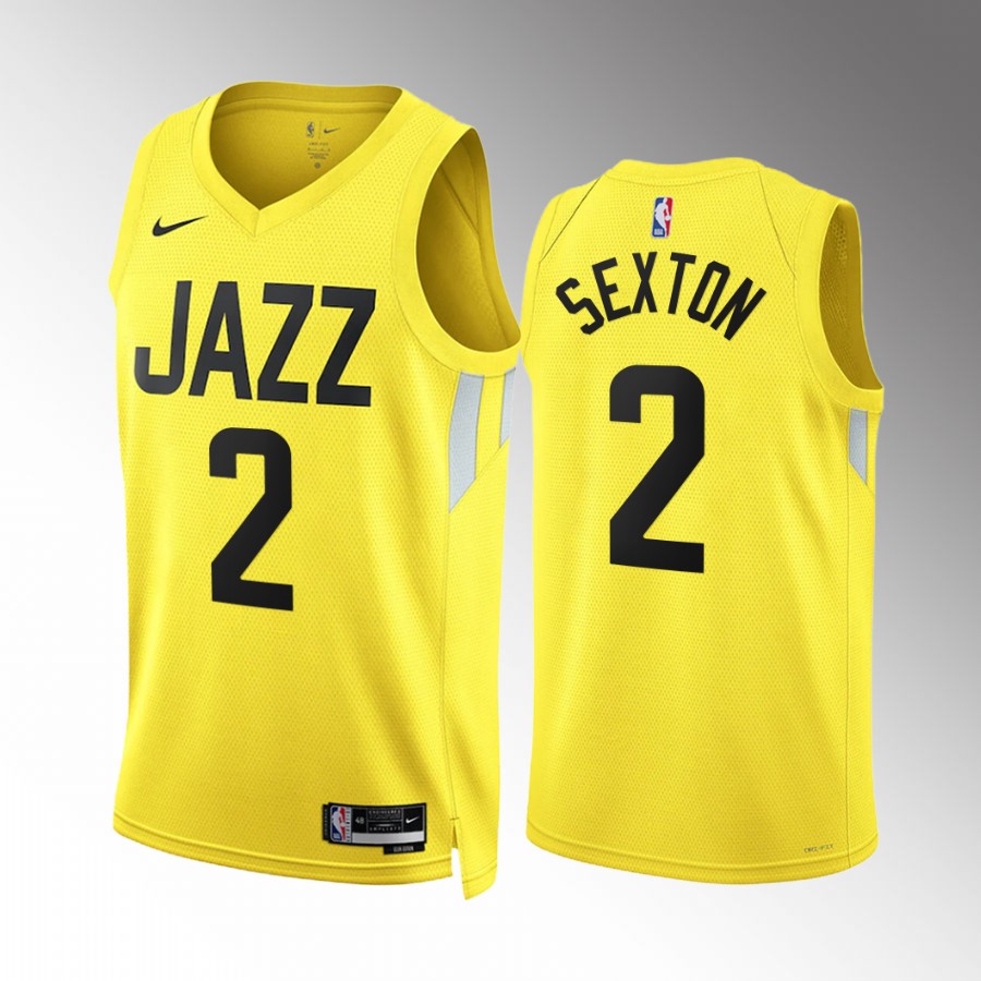 Collin Sexton 2022-23 Utah Jazz Yellow #2 Icon Edition Jersey Swingman