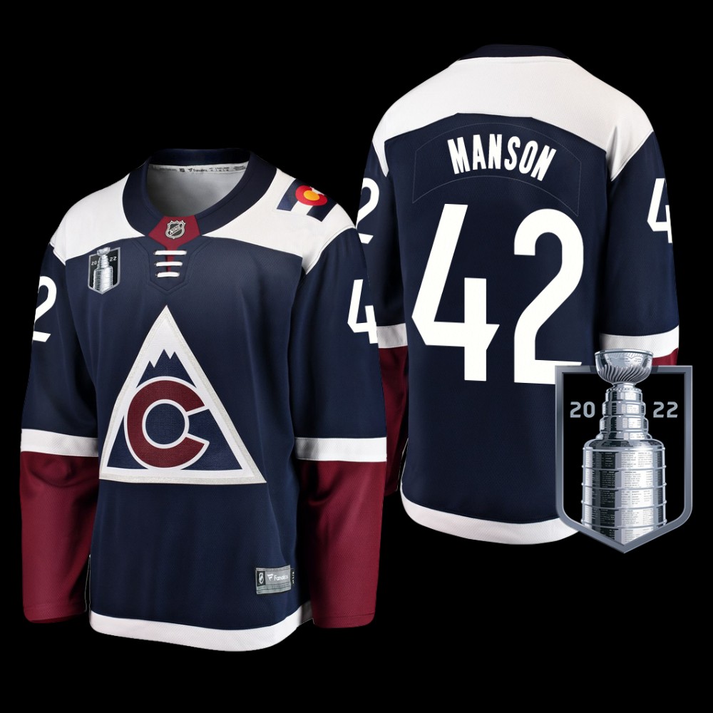 Colorado Avalanche #42 Josh Manson Navy 2022 Stanley Cup Finals Alternate Jersey