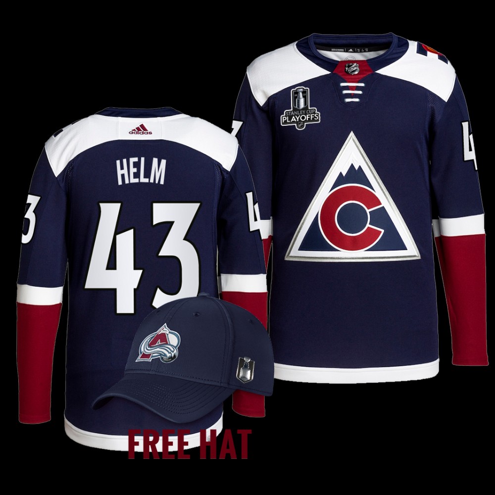 Colorado Avalanche 2022 Central Division Champions Jersey Darren Helm Navy #43 Primegreen Uniform