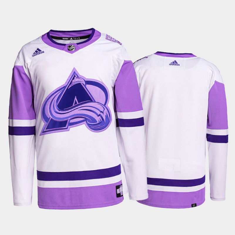 Colorado Avalanche 2022 Fights Cancer White Purple Primegreen Jersey