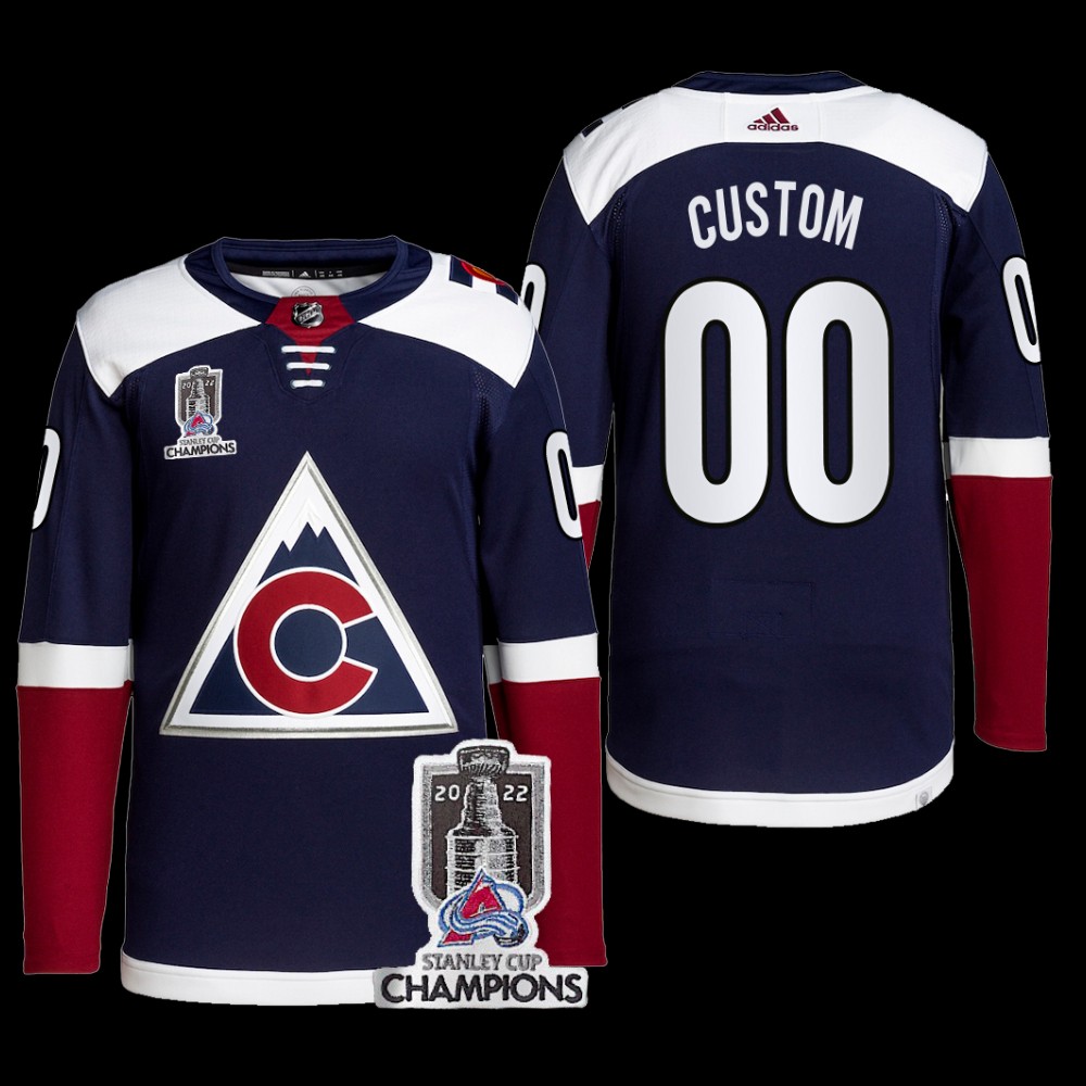 Colorado Avalanche 2022 Stanley Cup Champions Custom Navy #00 Alternate Jersey
