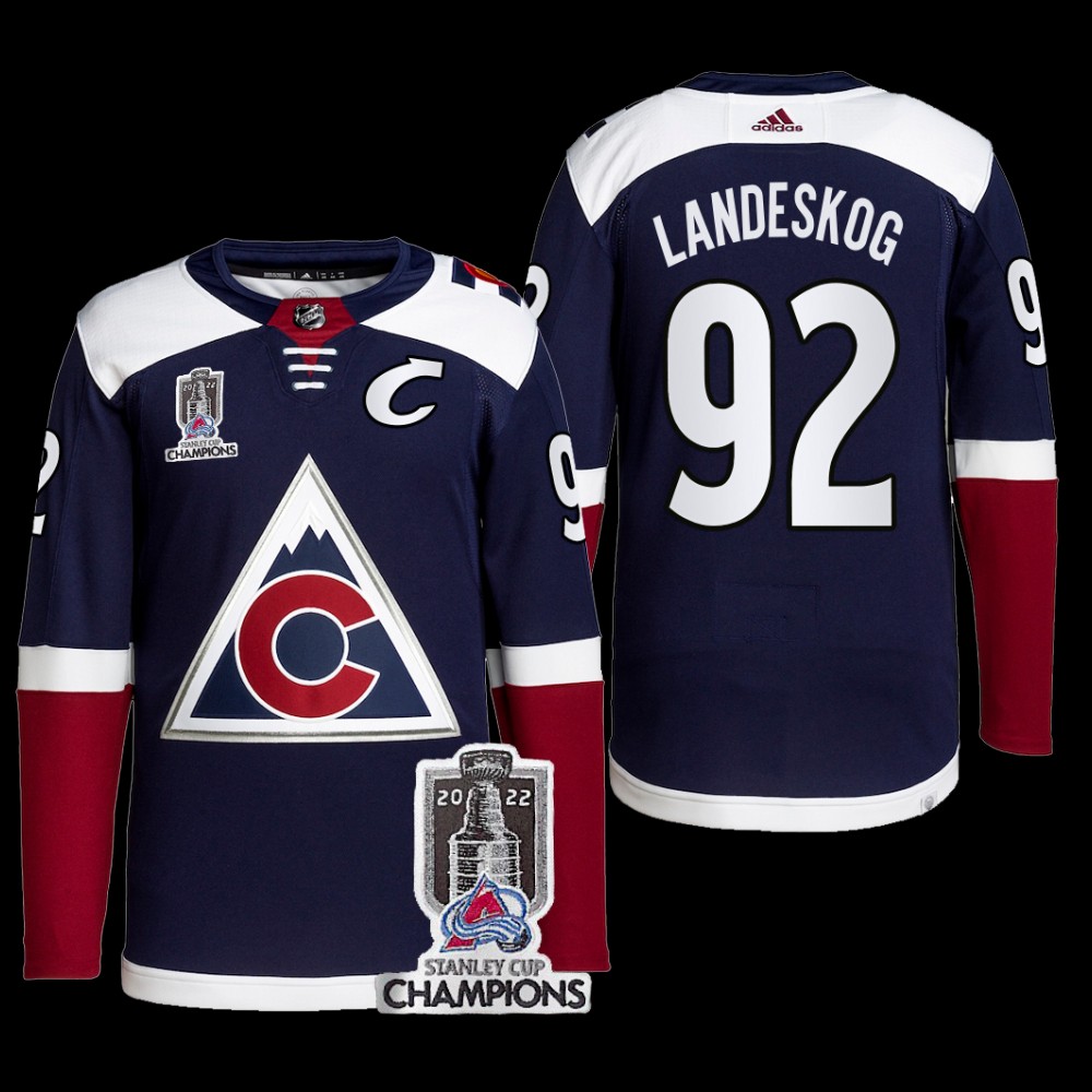 Colorado Avalanche 2022 Stanley Cup Champions Gabriel Landeskog Navy #92 Alternate Jersey