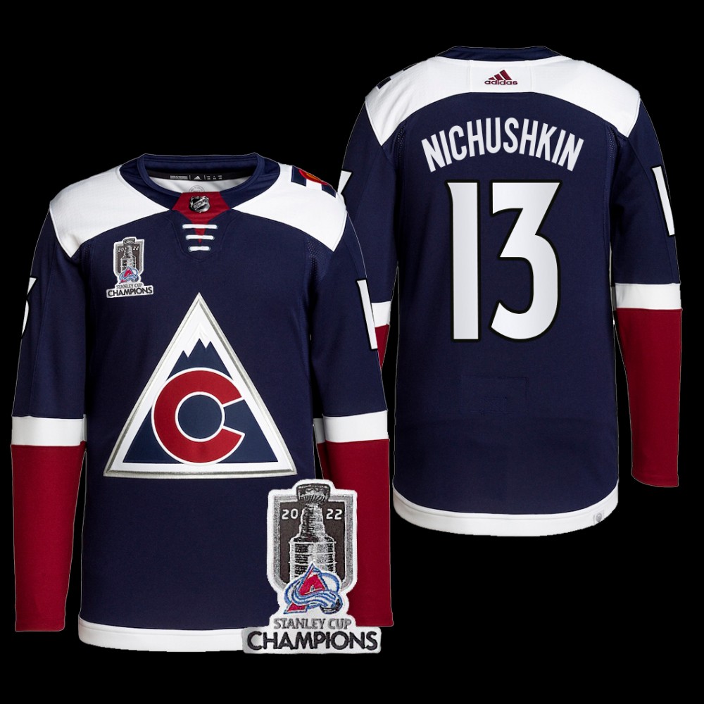 Colorado Avalanche 2022 Stanley Cup Champions Valeri Nichushkin Navy #13 Alternate Jersey