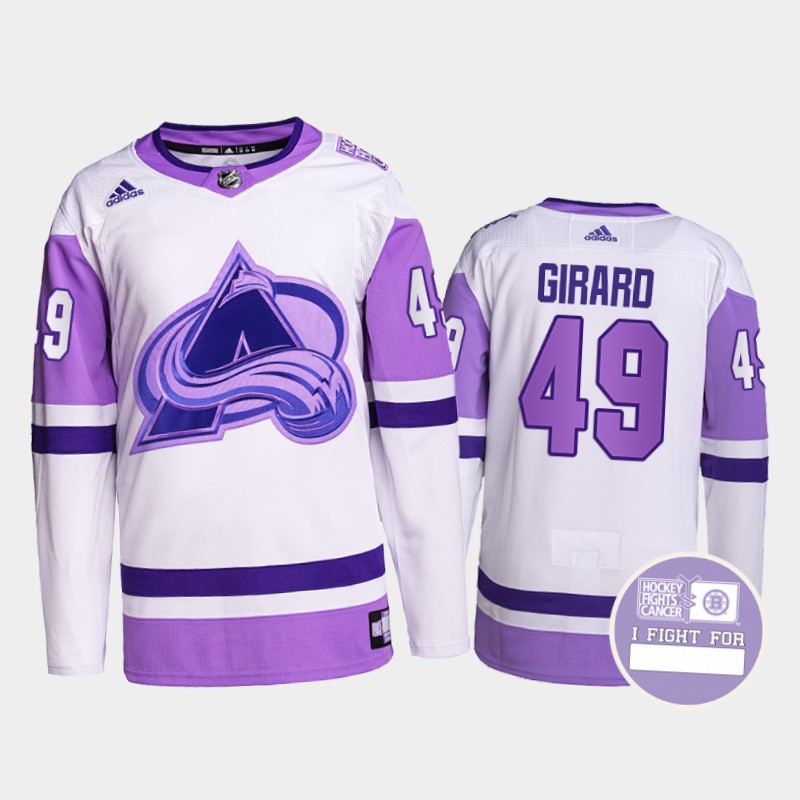 Colorado Avalanche Fights Cancer Sam Girard White Purple #49 Primegreen Jersey