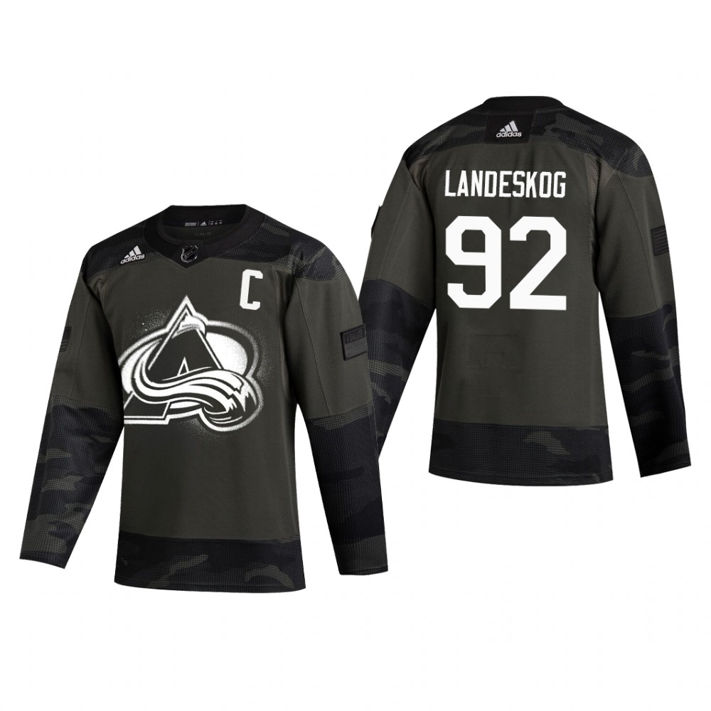 Colorado Avalanche Gabriel Landeskog #92 2019 Veterans Day Camo Practice Jersey