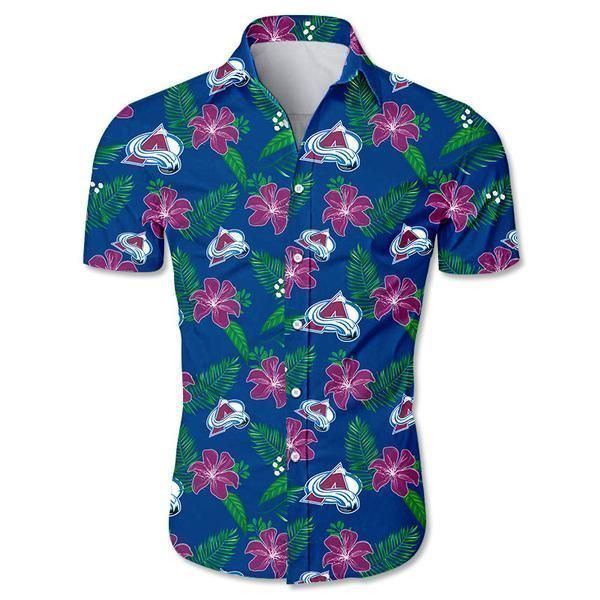 Colorado Avalanche Hawaiian Shirt Floral Button Up Slim Fit Body