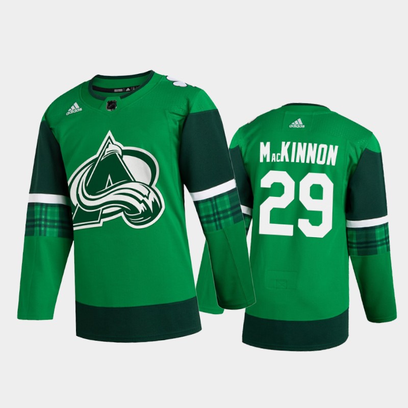 Colorado Avalanche Nathan MacKinnon #29 2020 St. Patrick's Day Player Jersey Green