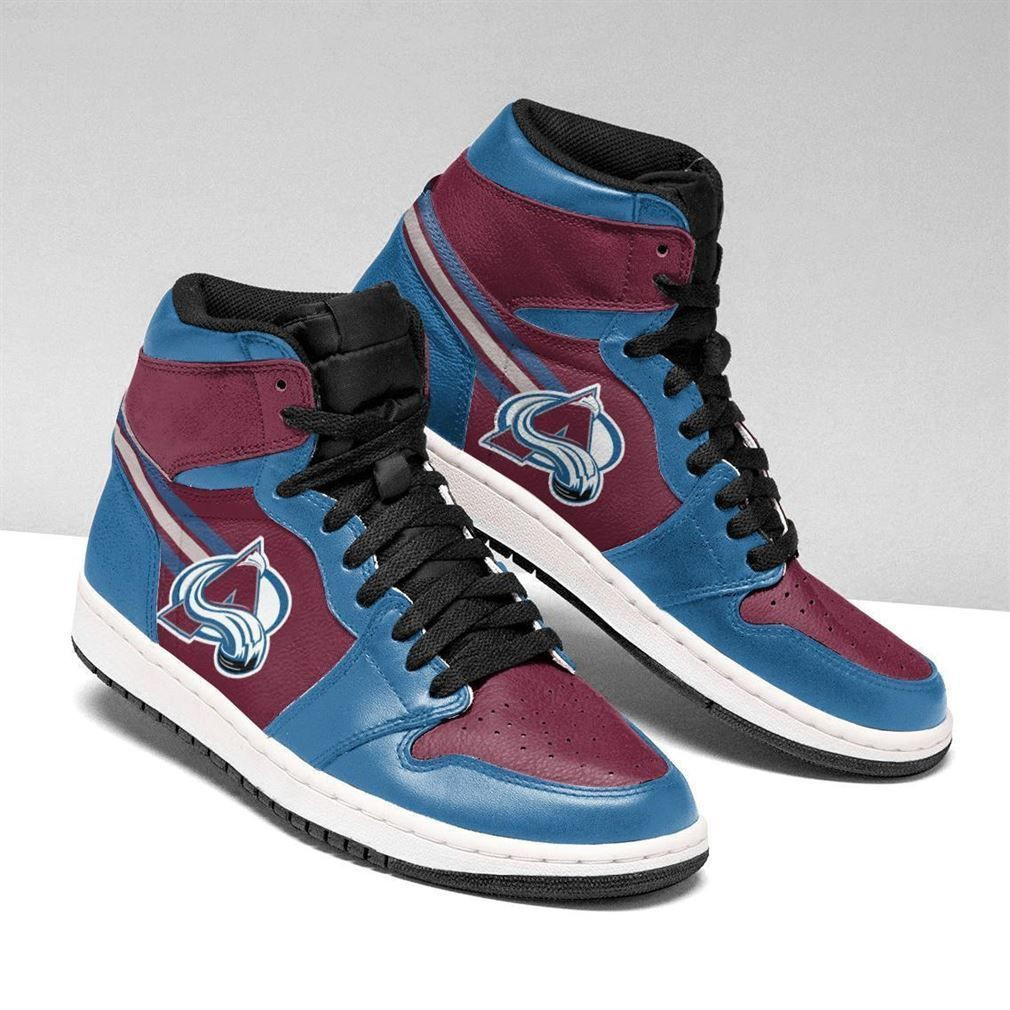 Colorado Avalanche NHL Fashion Sneakers Basketball Shoes Leather High Top Air Jordan Sneaker, Air Jordan Hightop