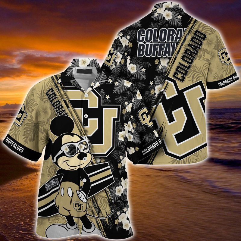 Colorado Buffaloes NCAA Summer Hawaiian Shirt Mickey And Floral Pattern