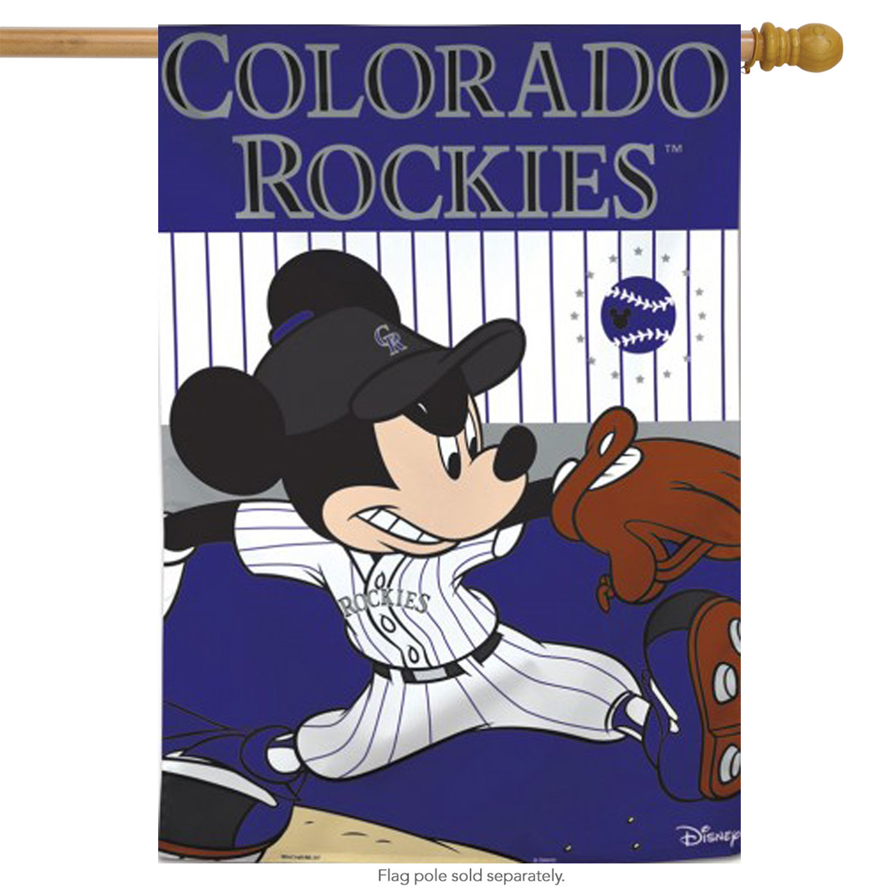Colorado Rockies MLB Mickey Mouse Baseball Garden Flag, House Flag