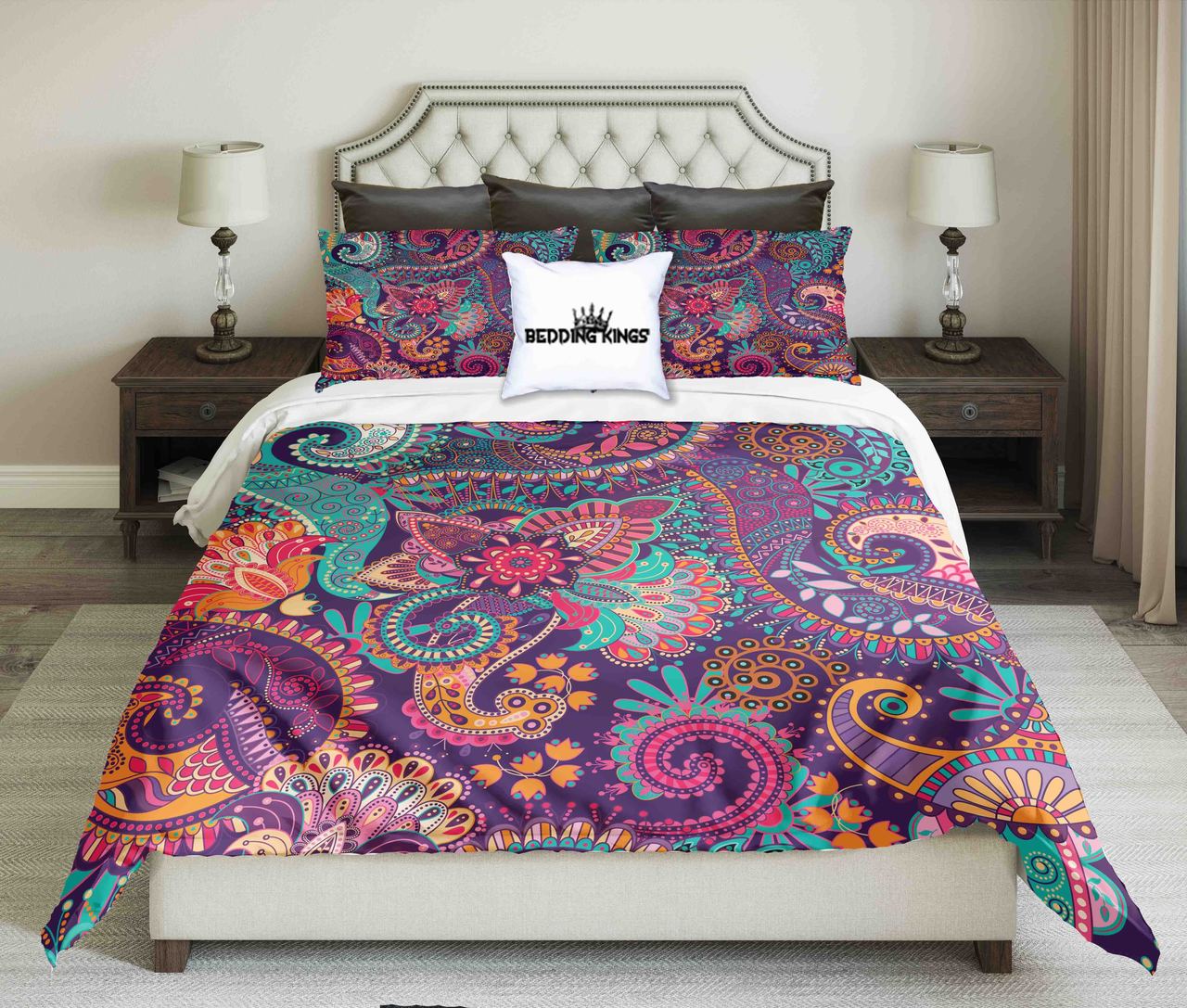 Colorfoul Curved Pattern Kings 3D Customized Duvet Cover Bedding Set