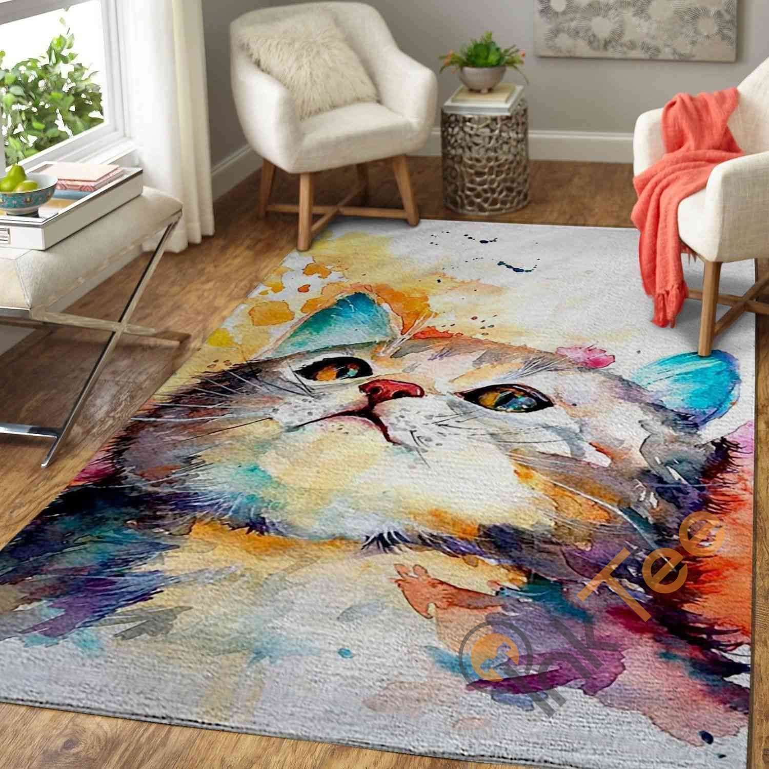 Colorful Cat Area Rectangle Rug