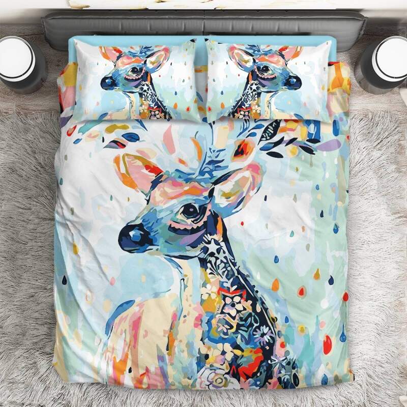 Colorful Deer 3D Customized Duvet Cover Bedding Set