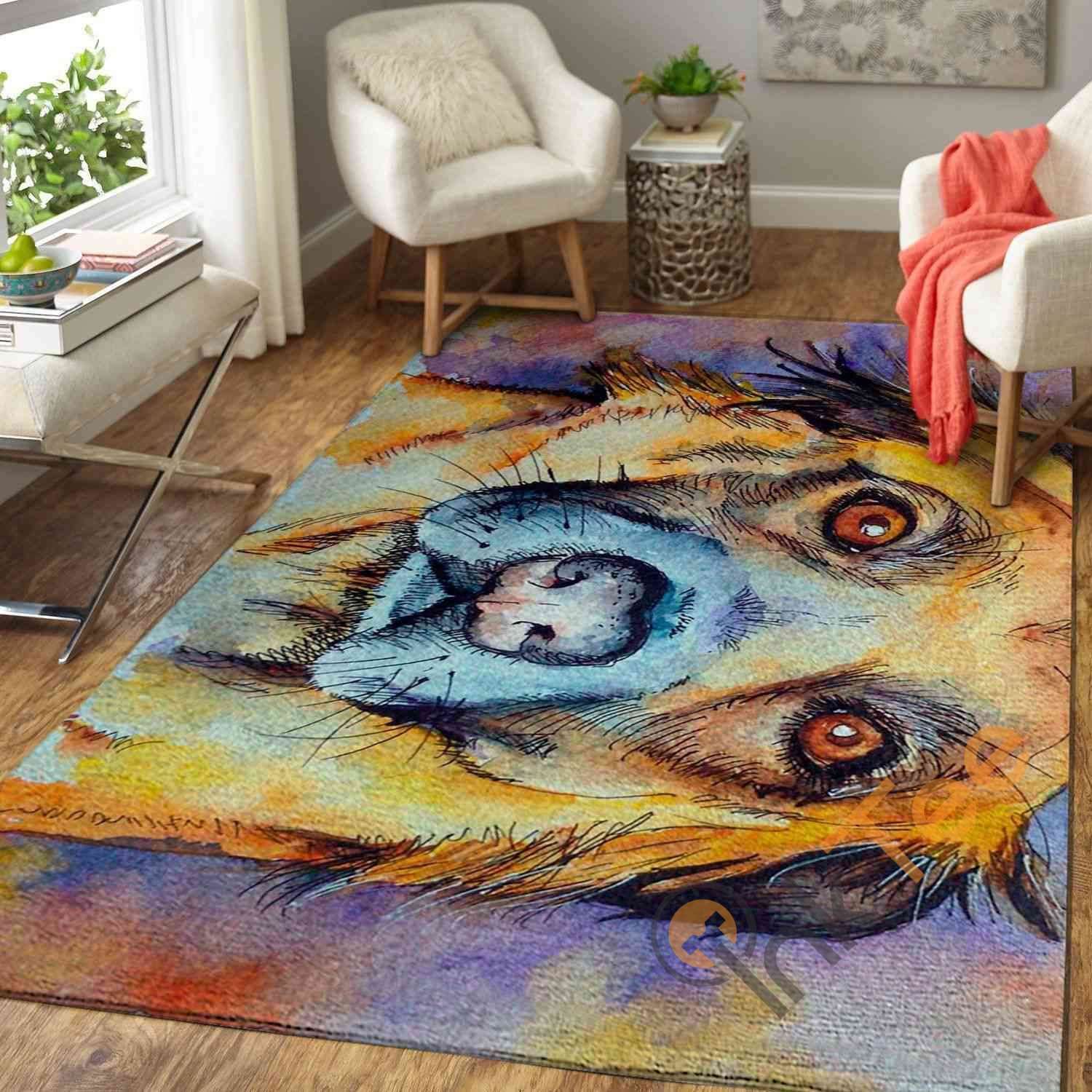 Colorful Dog Area Rectangle Rug