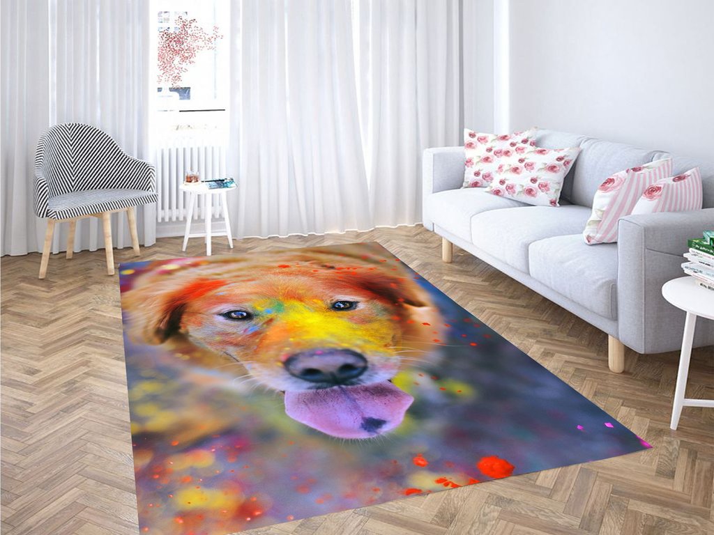 Colorful Dog Living Room Modern Carpet Rectangle Rug