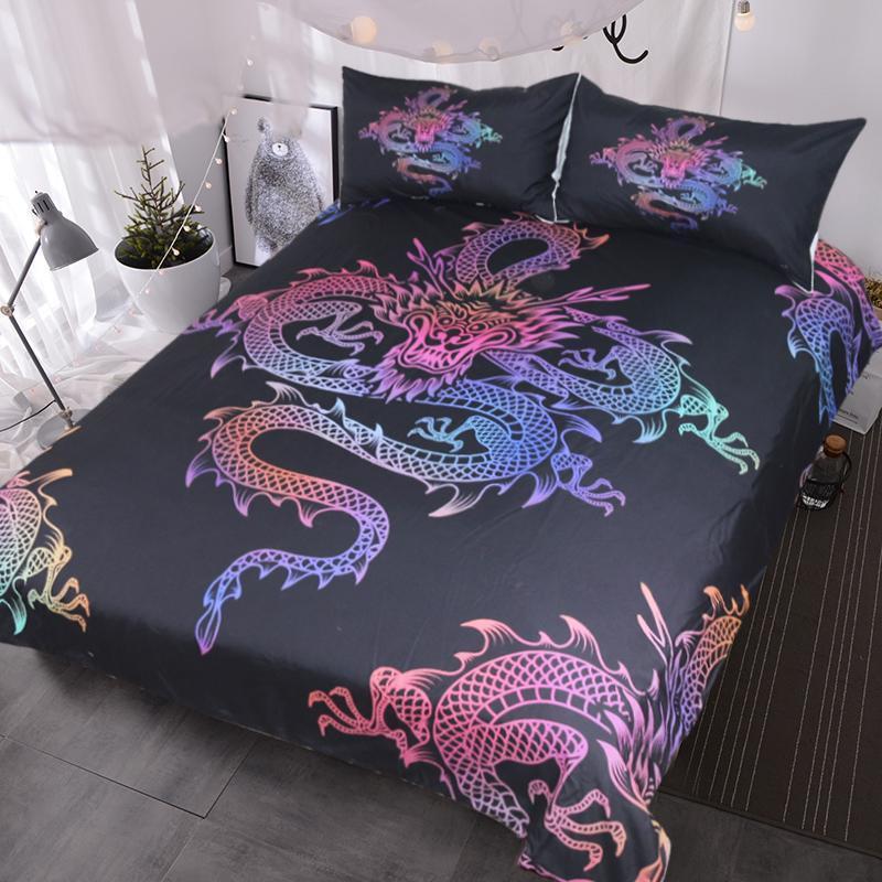 Colorful Dragon King Art Hop 3D Customized Duvet Cover Bedding Set
