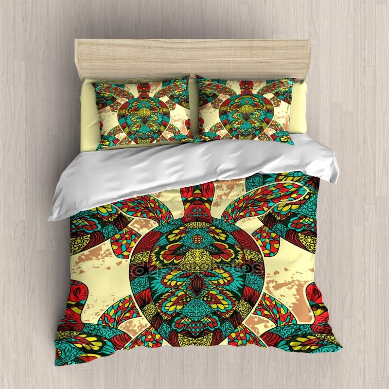 Colorful Ea Turtle 3D Customized Duvet Cover Bedding Set