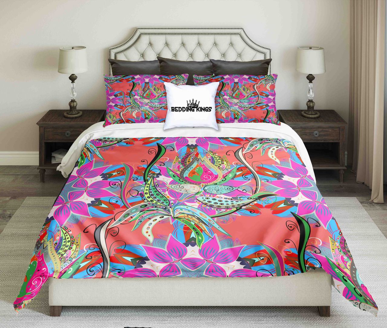 Colorful Flowers Design Kings 3D Customized Duvet Cover Bedding Set
