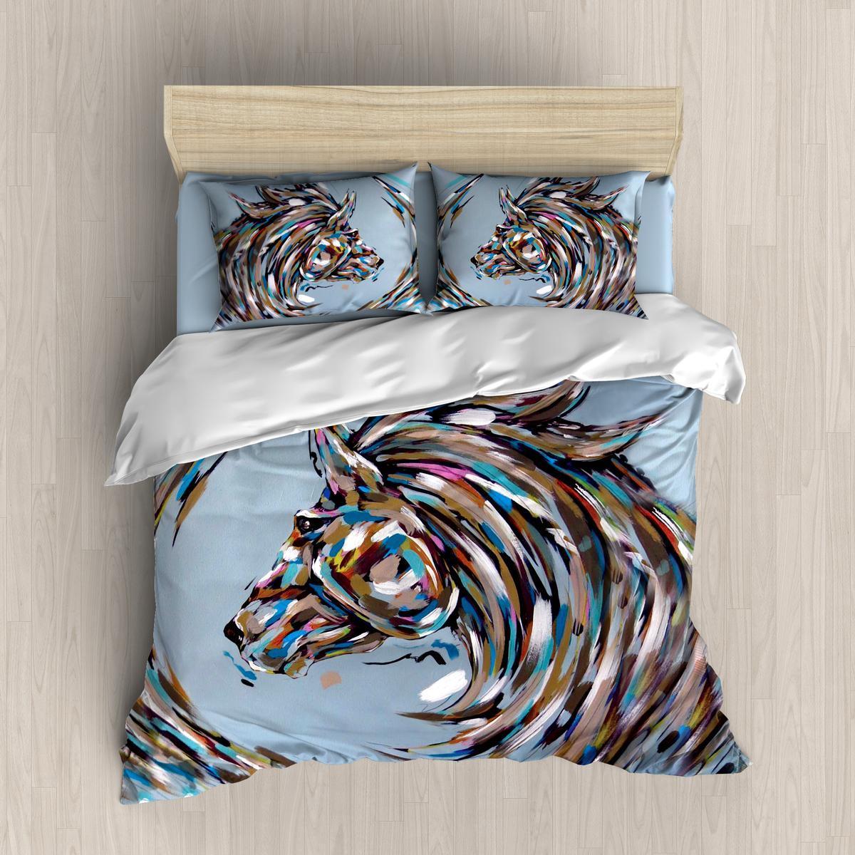 Colorful Horse 3D Customized Duvet Cover Bedding Set
