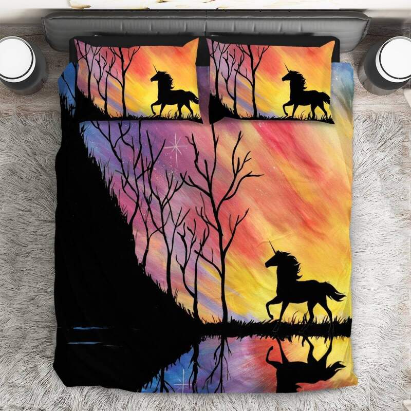 Colorful Ky Unicorn 3D Customized Duvet Cover Bedding Set