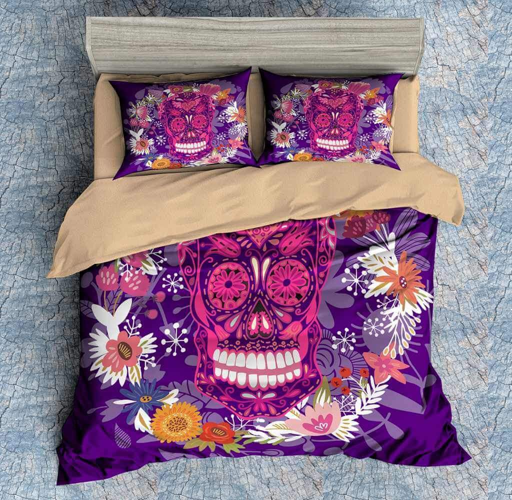 Colorful Skull 3D Customized Duvet Cover Bedding Set