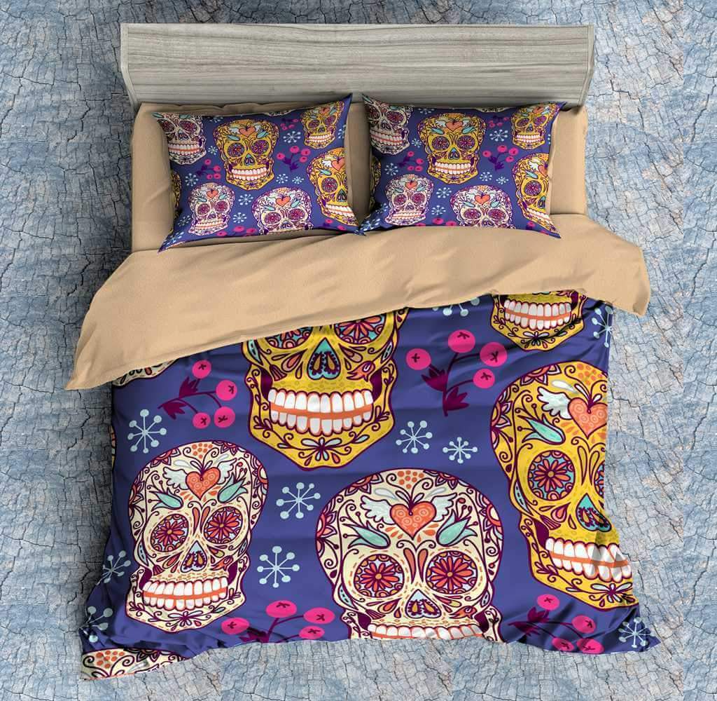 Colorful Skull 3D Customized Duvet Cover Bedding Set