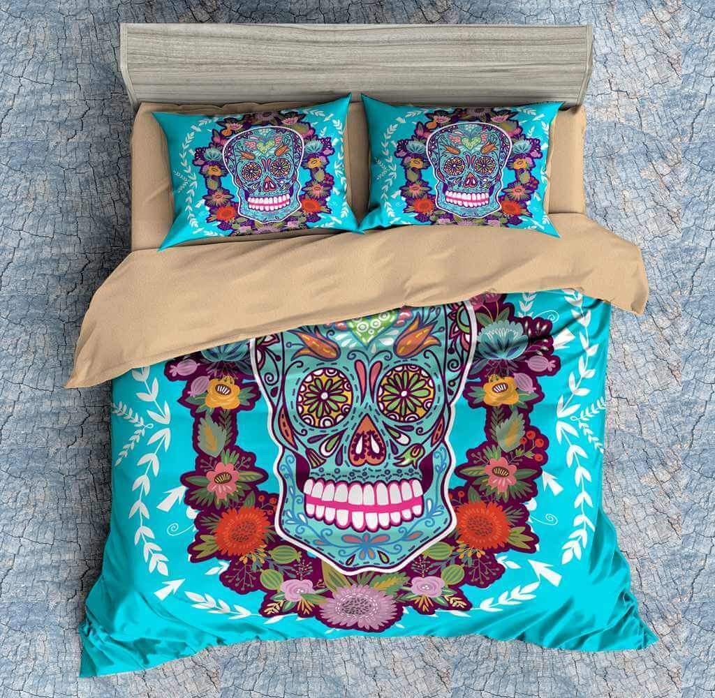 Colorful Skull 3D Customized Duvet Cover Bedding Set