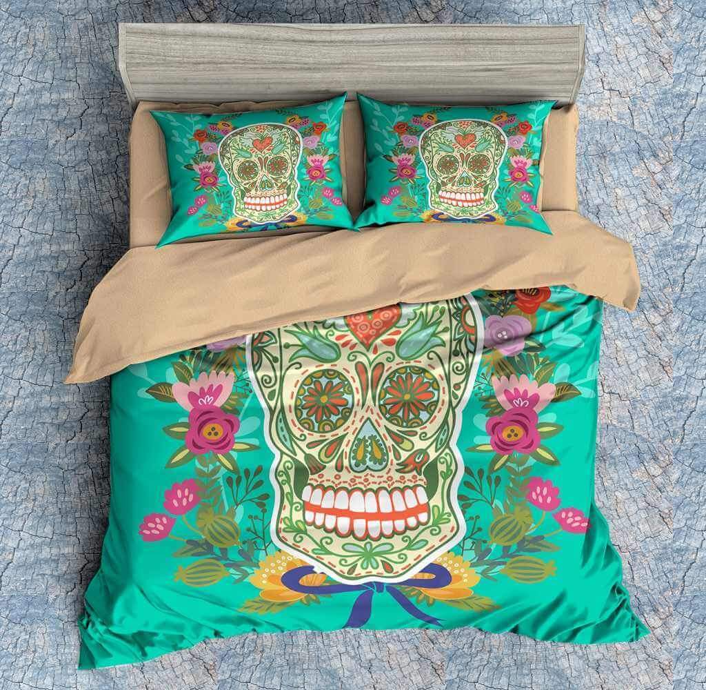 Colorful Skull 3D Customized Duvet Cover Bedding Set