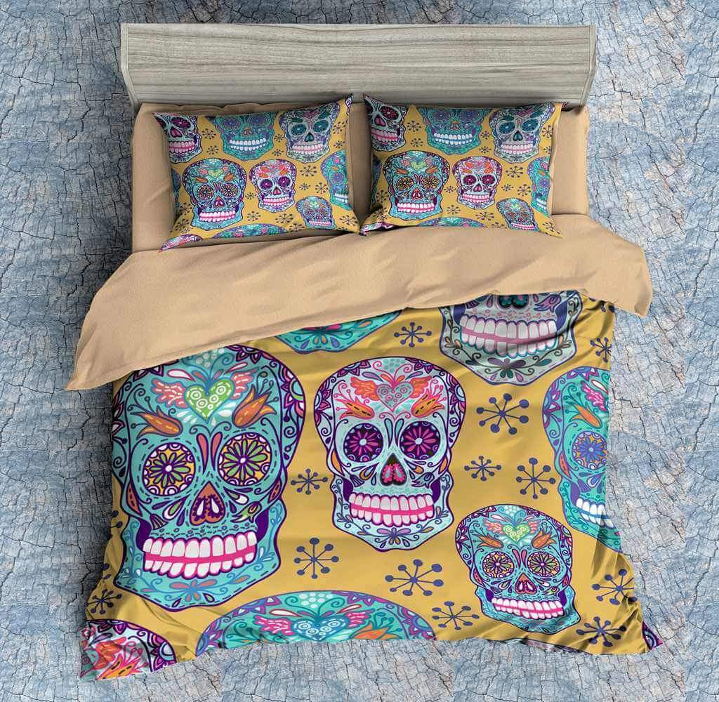 Colorful Skull 3D Customized Duvet Cover Bedding Set