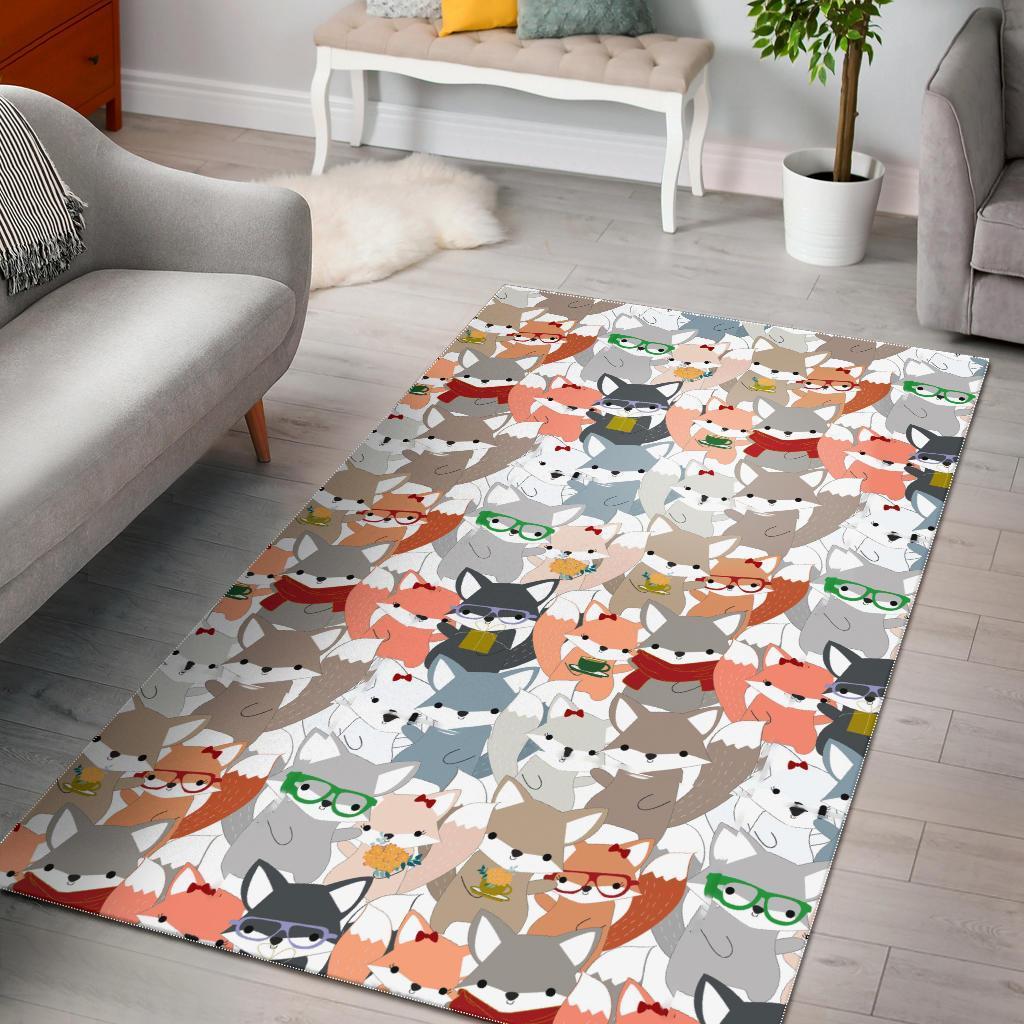 Colorul Fox Pattern Print Area Limited Edition Rectangle Rug