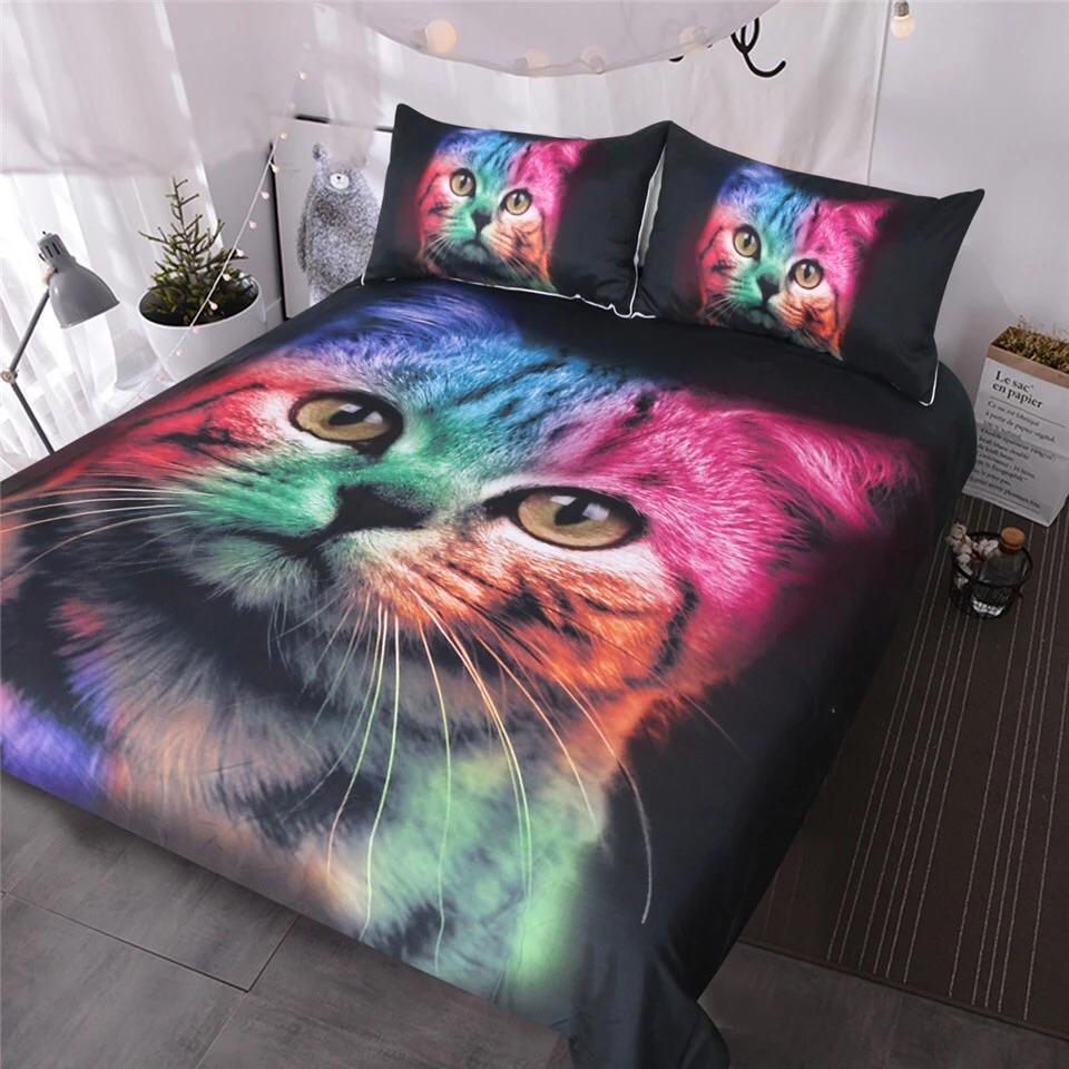 Colourful Cat 3D Customized Duvet Cover Bedding Set