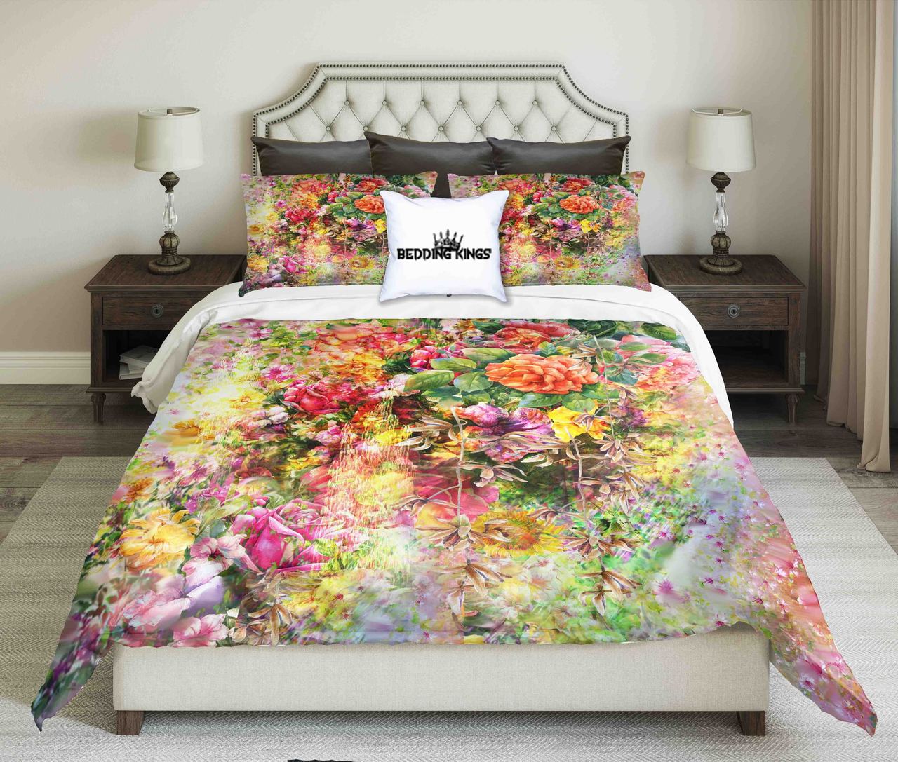 Colourful Flowers Desing Kings 3D Customized Duvet Cover Bedding Set