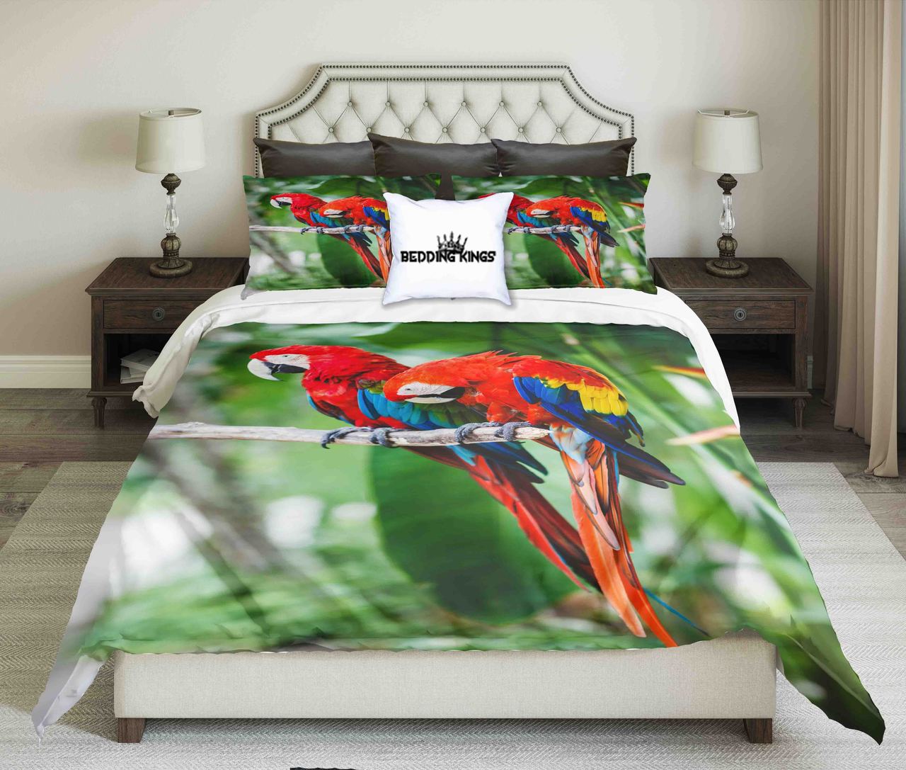 Colourful Parrots Design Kings 3D Customized Duvet Cover Bedding Set